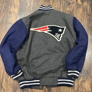 New England Patriots NFL Varsity Jacket Wool Blend Lined Snap Front Sz M